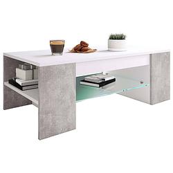 Foto van Tunas salontafel 1 plank wit, beton decor.