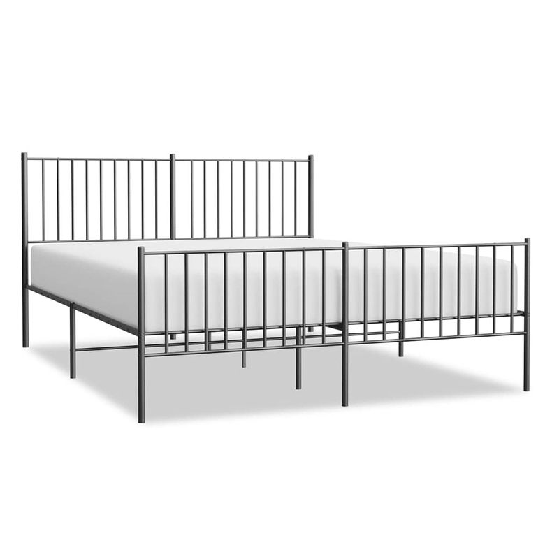 Foto van Vidaxl bedframe met hoofd- en voeteneinde metaal zwart 160x200 cm