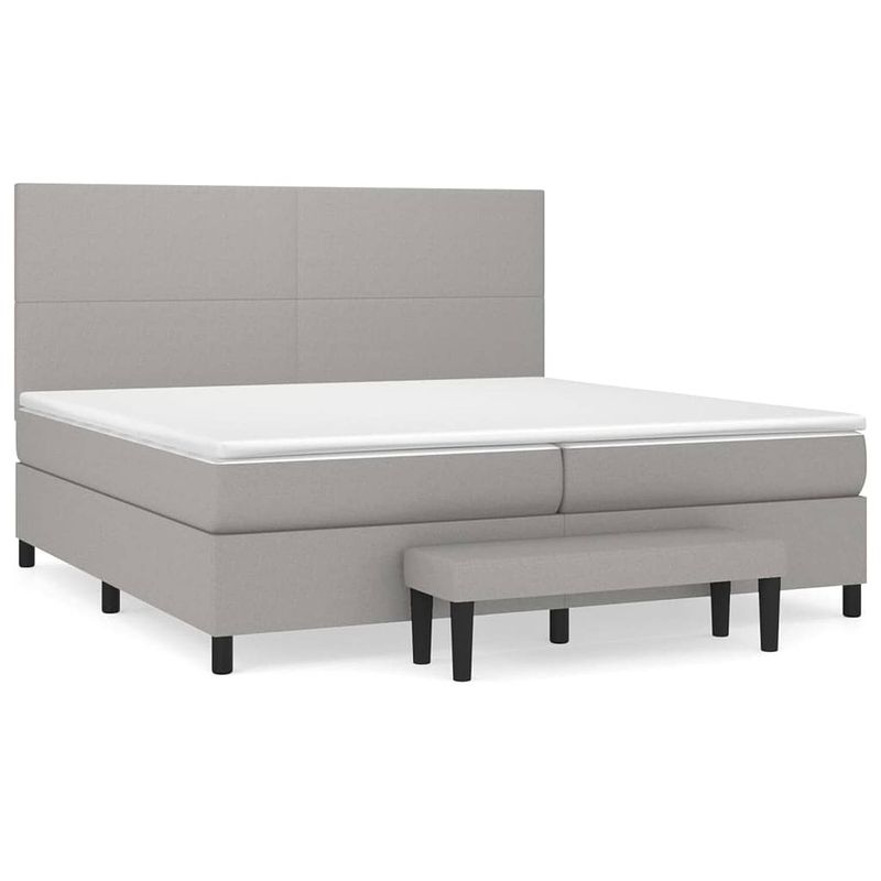 Foto van The living store boxspringbed - the living store - bed + matras + topmatras + bank - 203 x 200 x 118/128 cm -