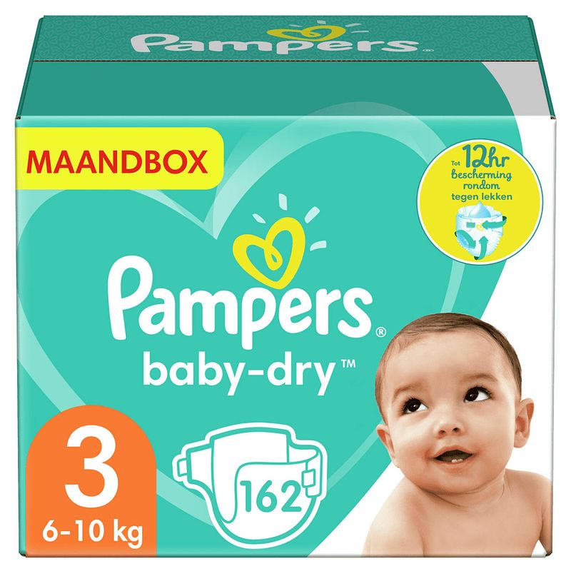 Foto van Pampers - baby dry - maat 3 - maandbox - 162 luiers