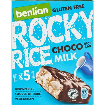 Foto van Benlian food gluten free rocky rice choco milk bar 5 x 18g bij jumbo