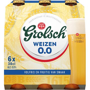 Foto van Grolsch weizen 0.0% fles 6 x 30cl bij jumbo