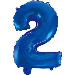 Foto van Wefiesta folieballon cijfer 2 41 cm blauw