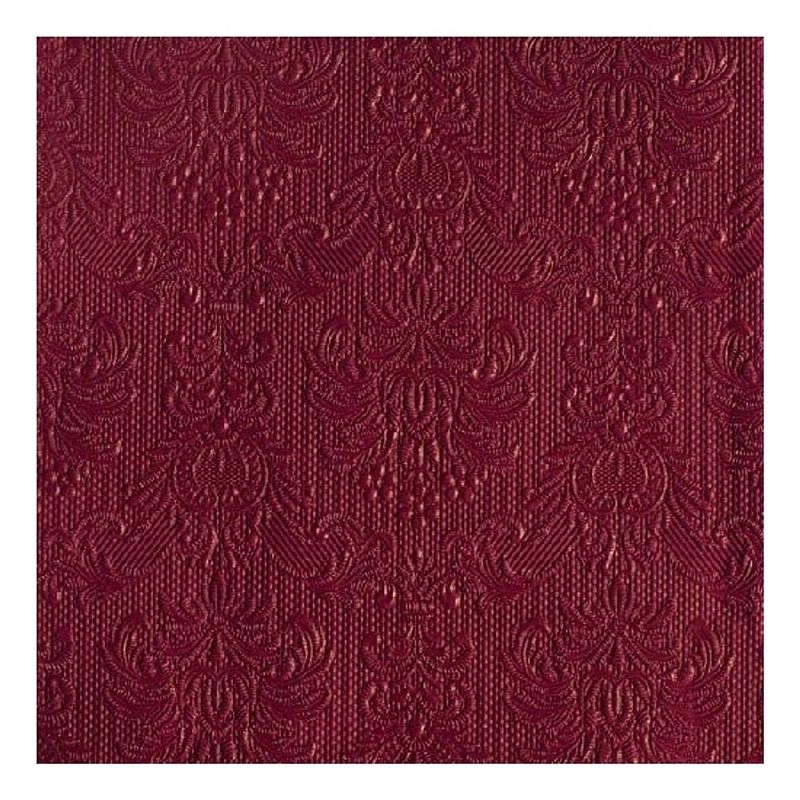 Foto van 15x luxe servetten barok patroon bordeaux rood 3-laags - feestservetten