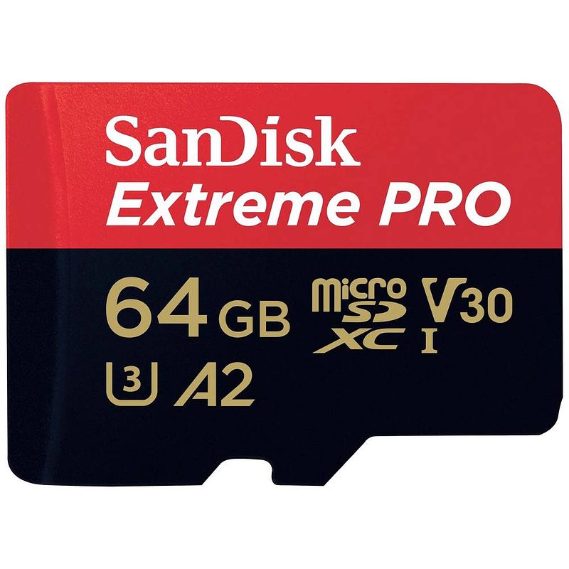 Foto van Sandisk extreme pro microsdxc-kaart 64 gb class 10 uhs-i schokbestendig, waterdicht