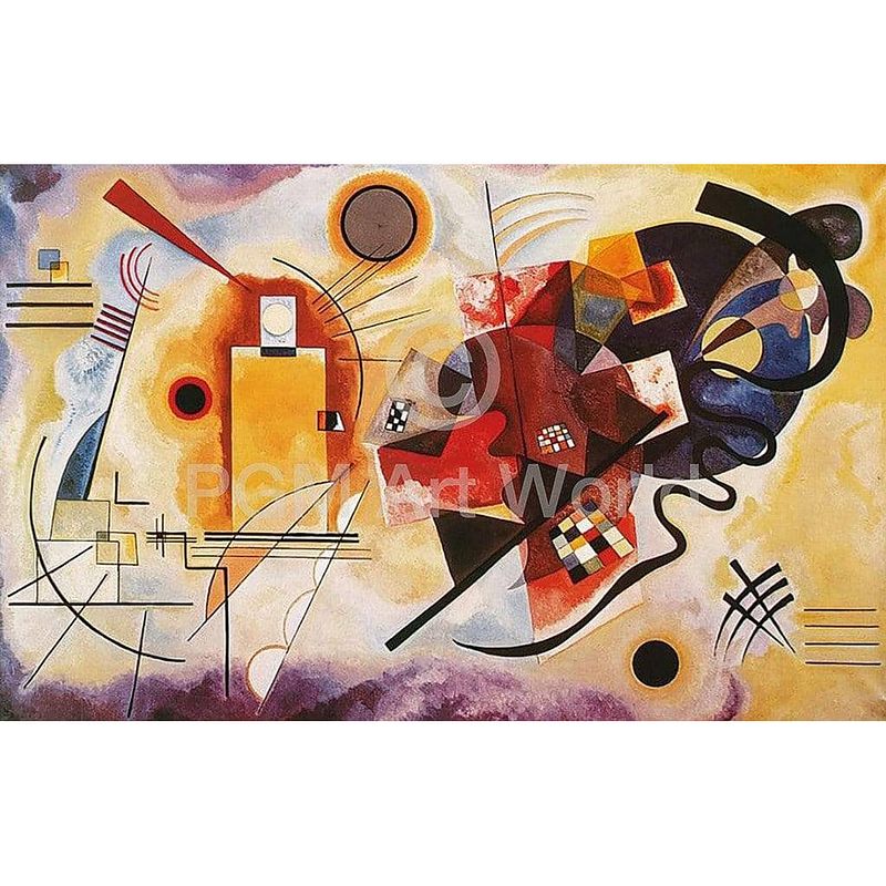 Foto van Wassily kandinsky - jaune, rouge, bleu kunstdruk 80x60cm