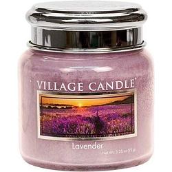 Foto van Village candle geurkaars lavender 6,5 x 7 cm wax/glas lila