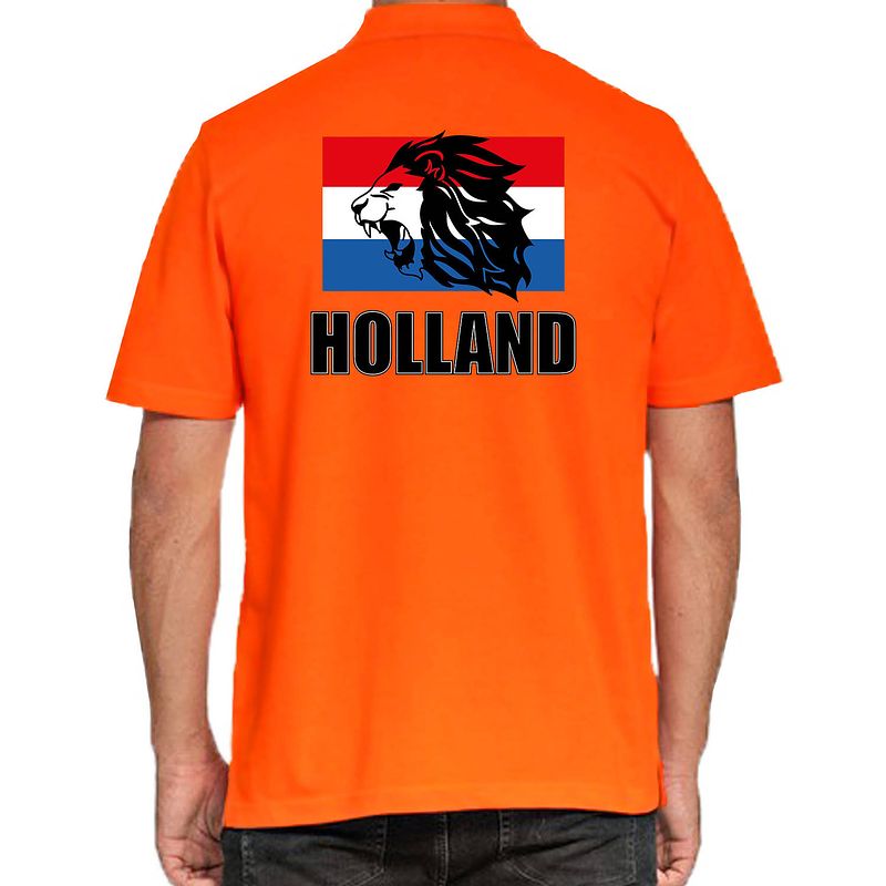 Foto van Oranje fan poloshirt / kleding holland met leeuw en vlag ek/ wk voor heren l - feestshirts