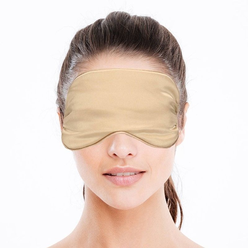 Foto van 3x comfortabel reismasker/ slaapmasker luxe goudkleurig - slaapmaskers