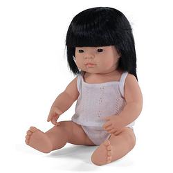 Foto van Miniland babypop meisje met vanillegeur 38 cm donkerbruin