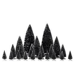 Foto van Lemax - set van 21 miniatuur kerstbomen - accessoires
