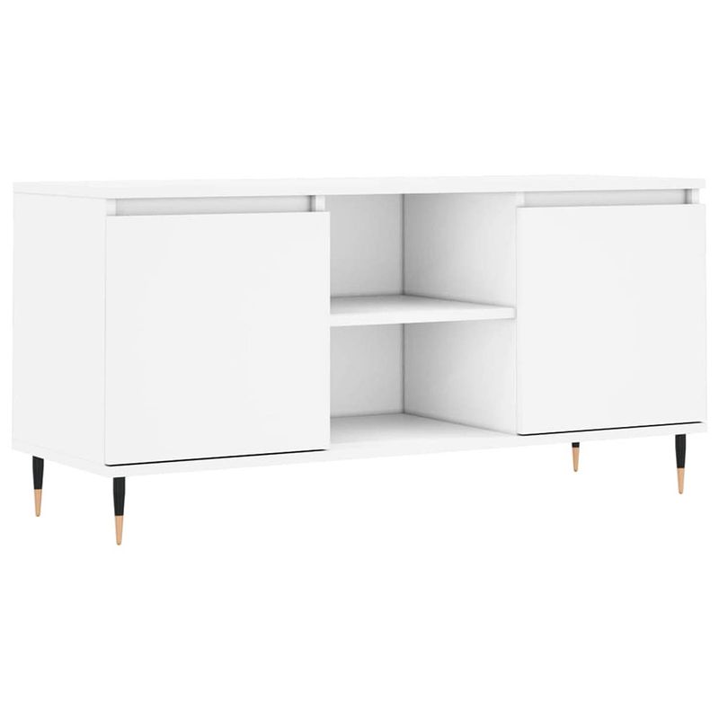 Foto van The living store tv-meubel - tv-kast - wit - 104 x 35 x 50 cm - veel opbergruimte