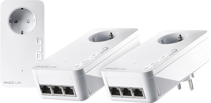 Foto van Devolo magic 2 lan triple starter kit + uitbreiding (geen wifi)