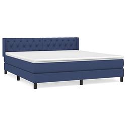 Foto van The living store boxspringbed - blauw - 203x163x78/88 cm - pocketvering matras