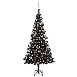 Foto van Vidaxl kunstkerstboom met led's en kerstballen 240 cm pvc zwart