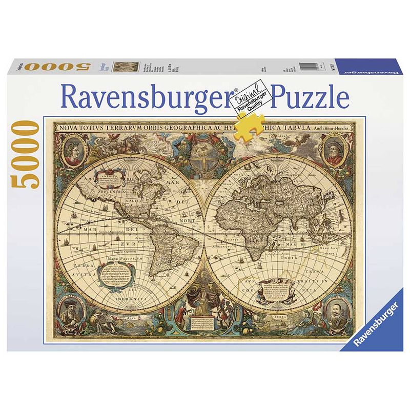 Foto van Ravensburger puzzel antieke wereldkaart - 5000 stukjes