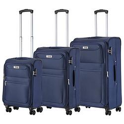 Foto van Travelz softspinner tsa kofferset - 3-delige zachte trolleyset - blauw