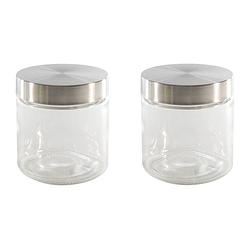 Foto van Set van 2x stuks voorraadpotten/bewaarpotten  750 ml glas met rvs deksel - voorraadpot