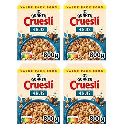 Foto van Quaker cruesli 4 noten ontbijtgranen 4 x 800gr bij jumbo