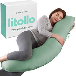 Foto van Litollo® zwangerschapskussen (j-vorm) - zijslaapkussen - voedingskussen - lichaamskussen - body pillow - 145cm