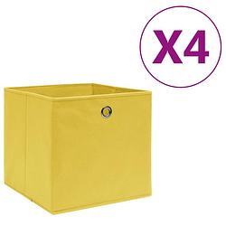 Foto van Vidaxl opbergboxen 4 st 28x28x28 cm nonwoven stof geel