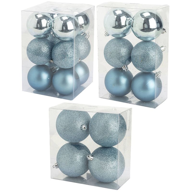 Foto van Kerstversiering set kerstballen ijsblauw 6 - 8 - 10 cm - pakket van 40x stuks - kerstbal