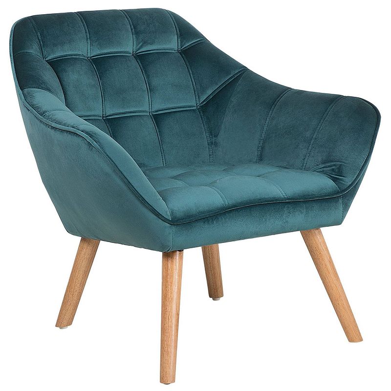 Foto van Beliani karis - fauteuil-blauw-fluweel