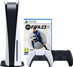 Foto van Playstation 5 disc edition + fifa 23 + extra controller zwart