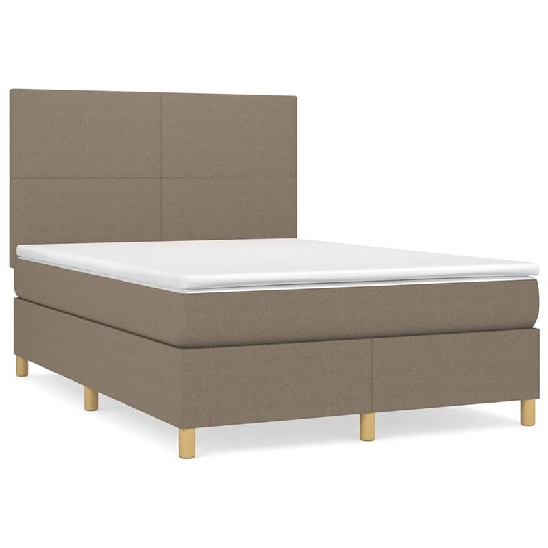 Foto van The living store boxspringbed - comfort - bed - 203 x 144 x 118/128 cm - taupe - pocketvering matras - middelharde