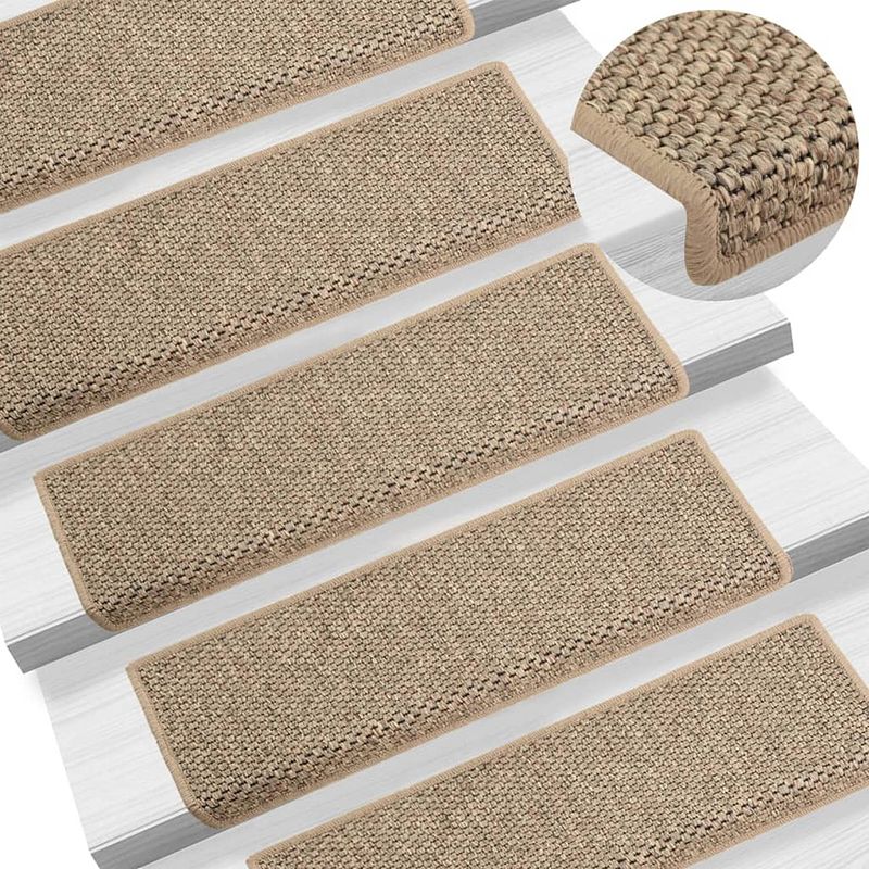 Foto van Vidaxl trapmatten zelfklevend 15 st sisal-look 65x21x4 cm donkerbeige