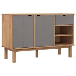 Foto van Vidaxl dressoir otta 114x43x73,5 cm massief grenenhout bruin en grijs