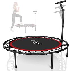 Foto van Physionics- fitness trampoline - diameter 101 cm, in hoogte verstelbare handgreep, tot 120 kg, inklapbaar - mini-tram...