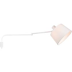 Foto van Led wandlamp - wandverlichting - trion badi - e27 fitting - rond - mat wit - aluminium