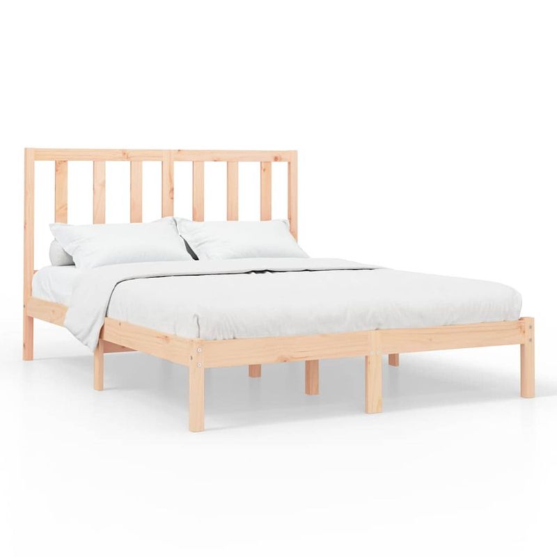 Foto van The living store houten bedframe - grenenhout - 205.5 x 126 x 100 cm - onbehandeld