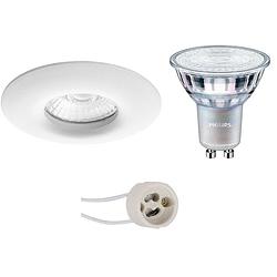 Foto van Led spot set - pragmi luno pro - waterdicht ip65 - gu10 fitting - inbouw rond - mat wit - ø82mm - philips - master 927