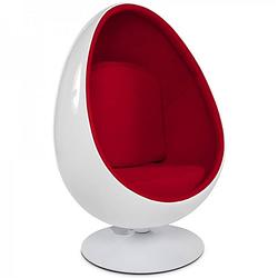 Foto van 24designs draaibare retro egg fauteuil - wit/rood