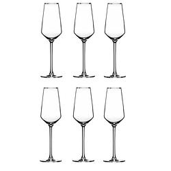 Foto van 4goodz alvito champagne flutes 6 stuks inhoud 21 cl met zilveren rand