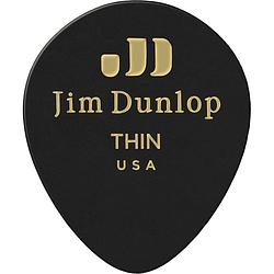 Foto van Dunlop 485p03th celluloid teardrop pick thin black (set van 12)