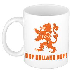 Foto van Hup holland hup met leeuw mok/ beker wit 300 ml - feest mokken