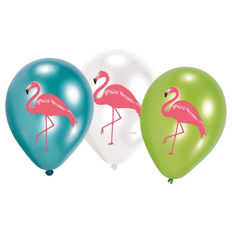 Foto van 6x flamingo print ballonnen 27 cm - ballonnen