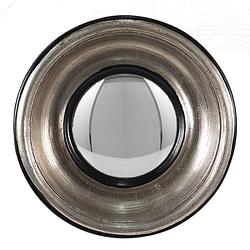 Foto van Clayre & eef wandspiegel ø 18 cm zilverkleurig zwart kunststof glas rond passpiegel grote spiegel muur spiegel