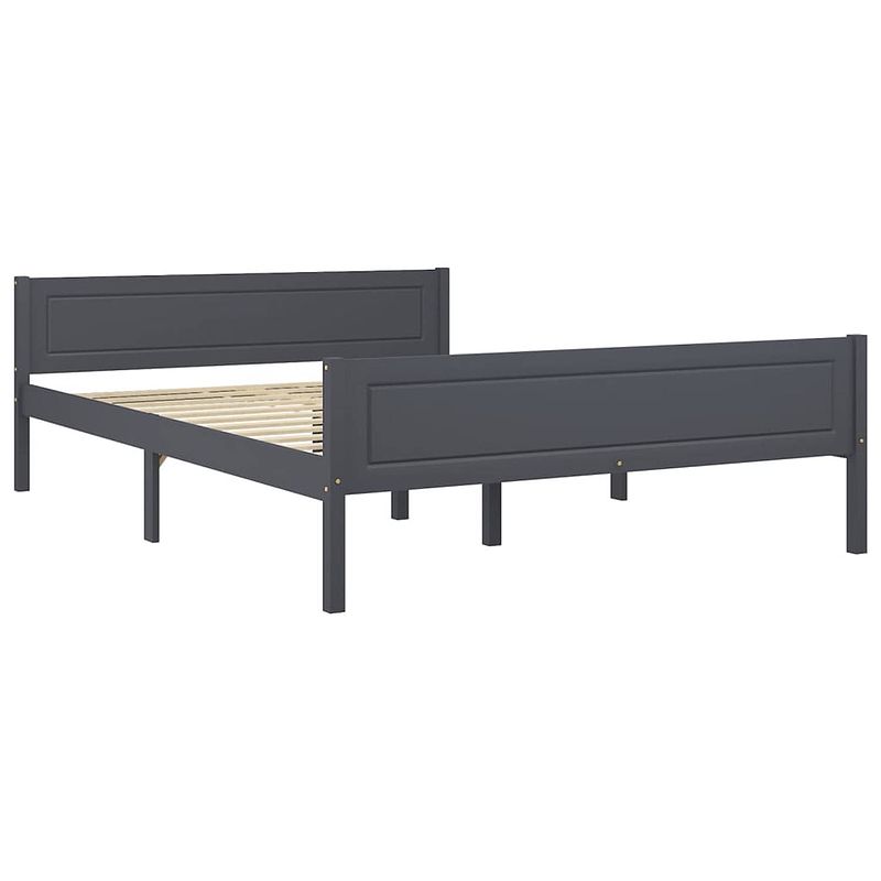 Foto van The living store houten bedframe - grijs - 206 x 146 x 63 cm - massief grenenhout en multiplex - montage vereist