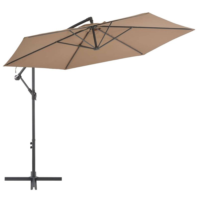 Foto van Vidaxl zweefparasol met aluminium paal 300 cm taupe