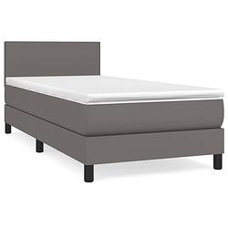 Foto van The living store boxspringbed - deluxe - bed - 203x90x78/88 cm - kunstleer - grijs