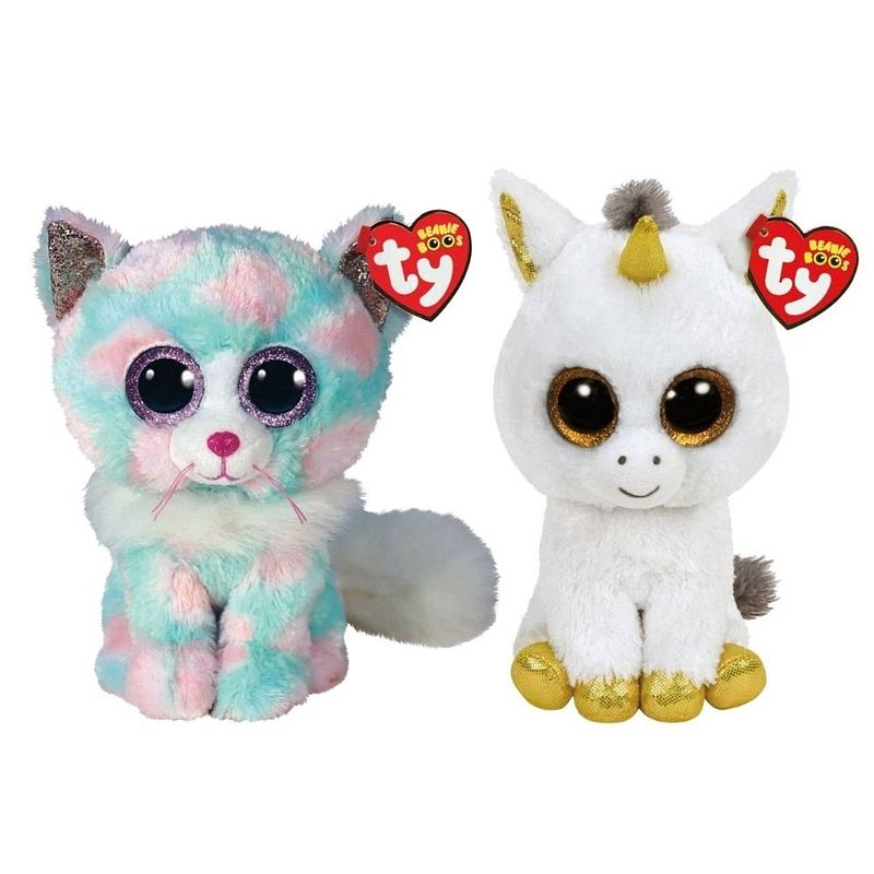 Foto van Ty - knuffel - beanie buddy - opal cat & pegasus unicorn