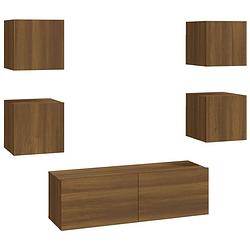 Foto van The living store televisiewandmeubelen bruineiken - tv-meubelset 4x (s) - 1x (l) - 30.5 x 30 x 30 cm (s) - 100 x 30 x