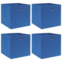 Foto van Vidaxl opbergboxen 4 st 32x32x32 cm stof blauw