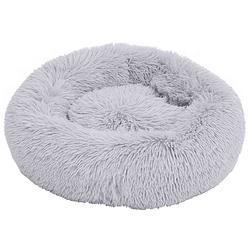 Foto van The living store donut dierenbed - 90 x 90 x 16 cm - lichtgrijs pluche