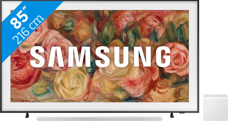 Foto van Samsung the frame 85ls03d (2024) + soundbar