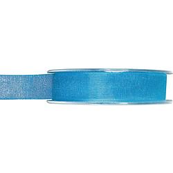 Foto van 1x hobby/decoratie turquoise organza sierlinten 1,5 cm/15 mm x 20 meter - cadeaulinten